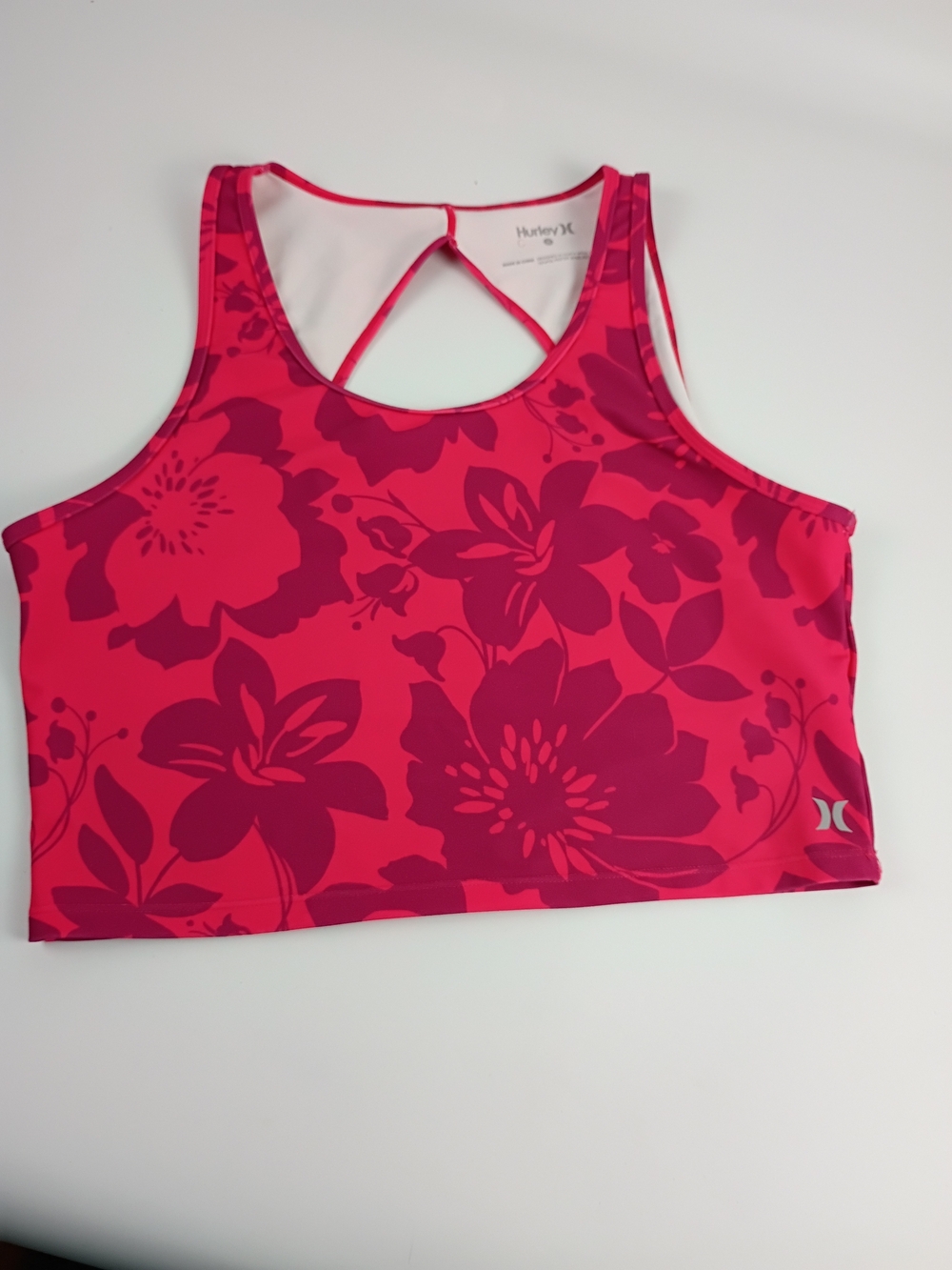 Hurley Hot Pink Floral Sports Crop Top